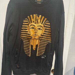 10.Deep Black Sweatshirt with Gold Logo Tag